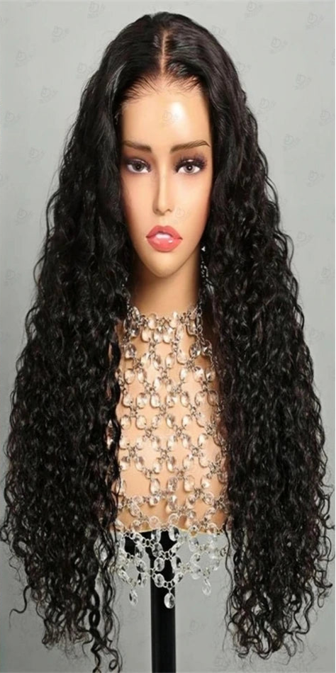 Neddie Curly Lace Front Wig – 100% Hair, Pre-Plucked, 26+ Inch, Glueless, Swiss Lace