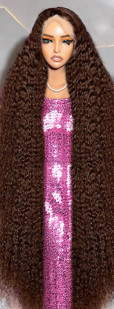 26+ Inch Curly Human Hair Lace Front Wig – 13x4 Lace, Transparent Swiss Lace