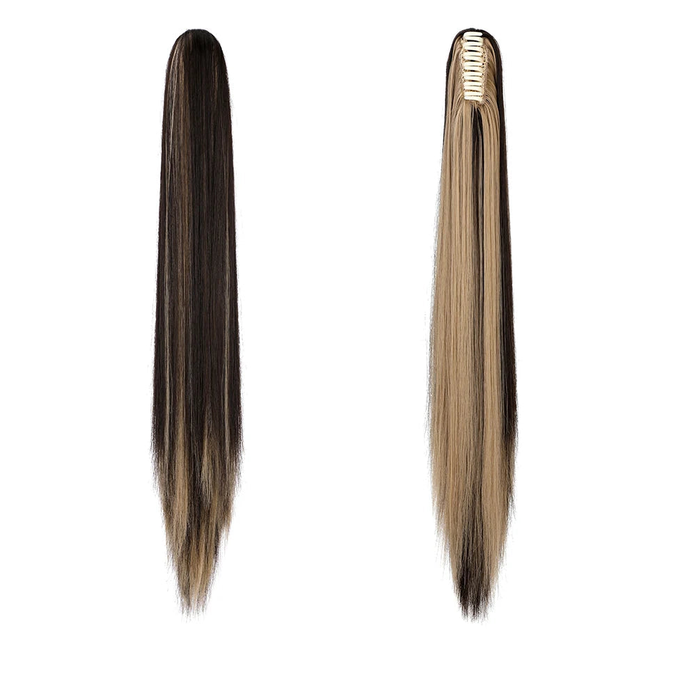 Kinky Straight Clip-In Hair Extension – High-Temperature Fiber, Pure Color, 140g