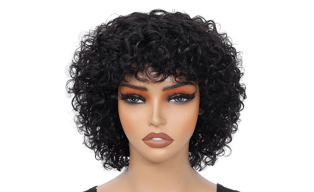 Curly Hair Wig – Short Length, 100% Human Hair, Natural Look & Easy Maintenance (4-16 Inches)