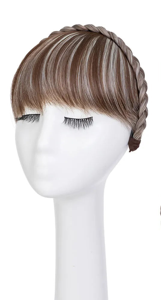 French Bangs Wig – Pure Color High-Temperature Fiber Hairpiece with Blunt Bangs for Daily & Cosplay Use