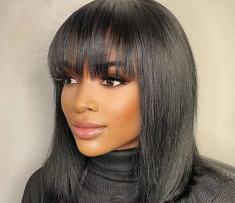 Premium Straight 100% Human Hair Wig – Natural Look, Customizable, Average Cap Size