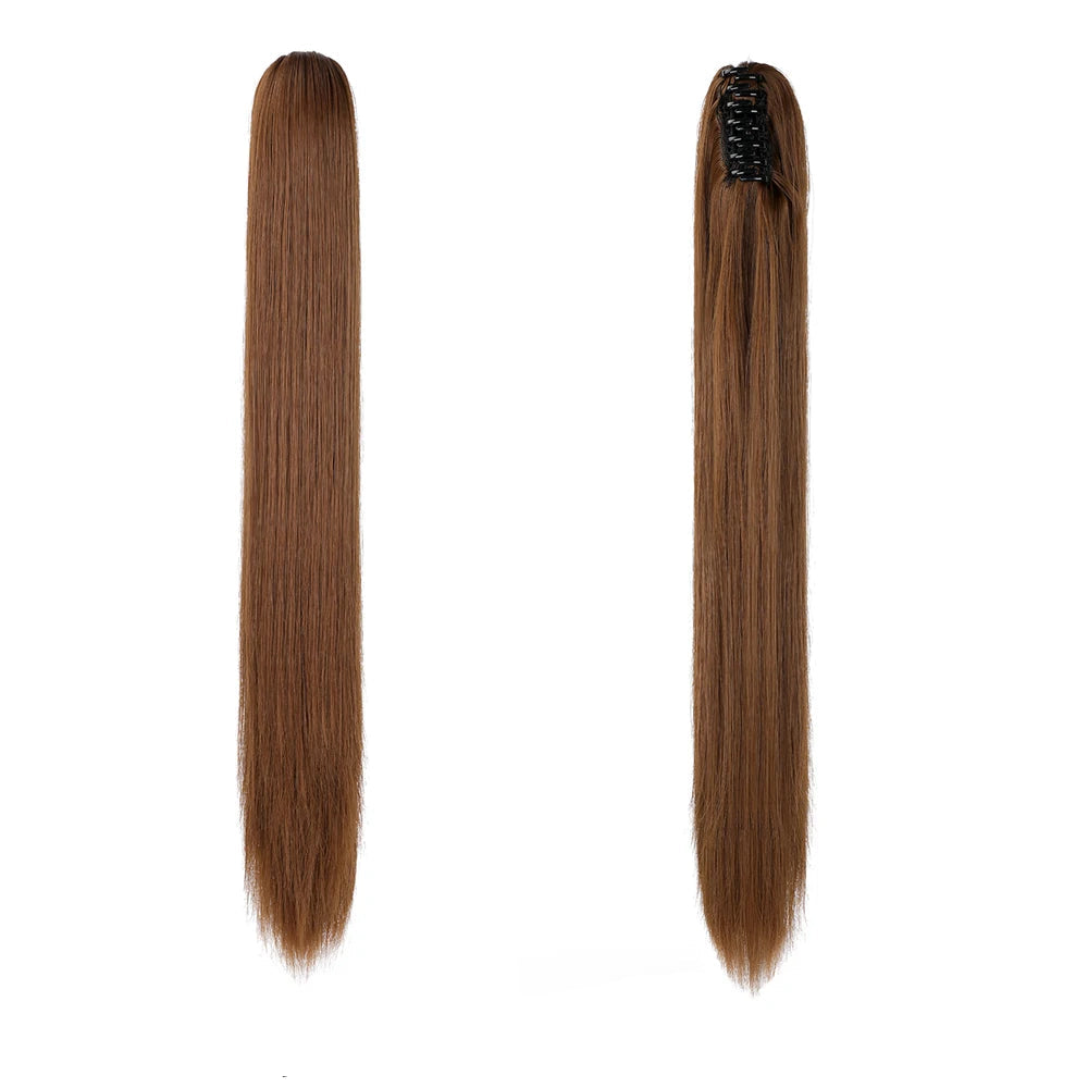 Kinky Straight Clip-In Hair Extension – High-Temperature Fiber, Pure Color, 140g