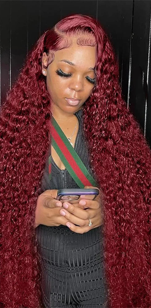 Long Deep Wave Hair Lace Front Wig – 26+ Inches, Transparent Swiss Lace, Natural Look