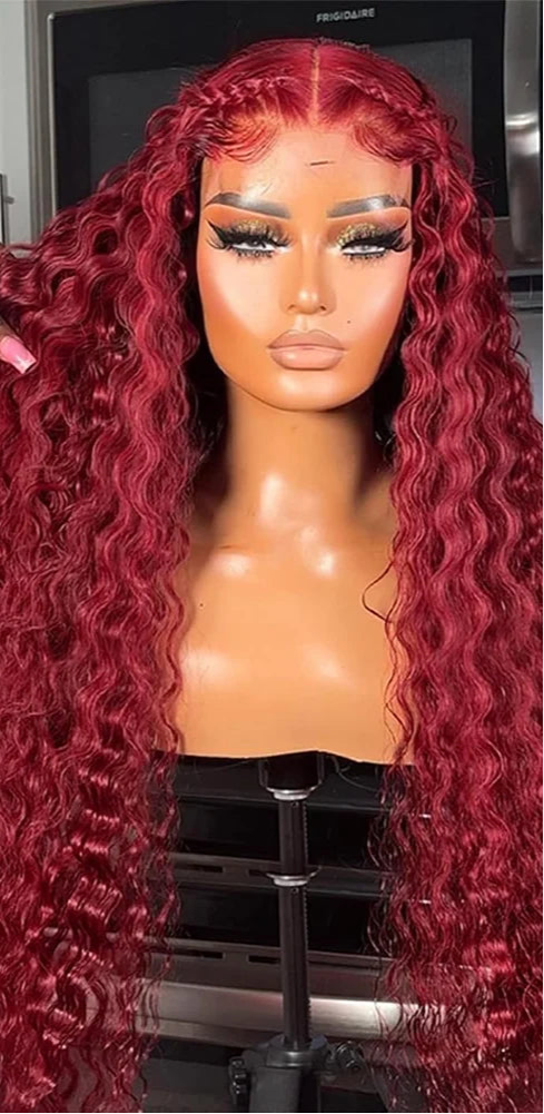 Long Deep Wave Hair Lace Front Wig – 26+ Inches, Transparent Swiss Lace, Natural Look