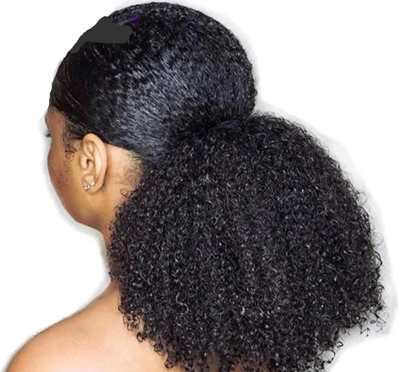 Afro Kinky Curly Clip-In Ponytail Extension – 150g, 100% Human Hair, Dye & Perm Safe