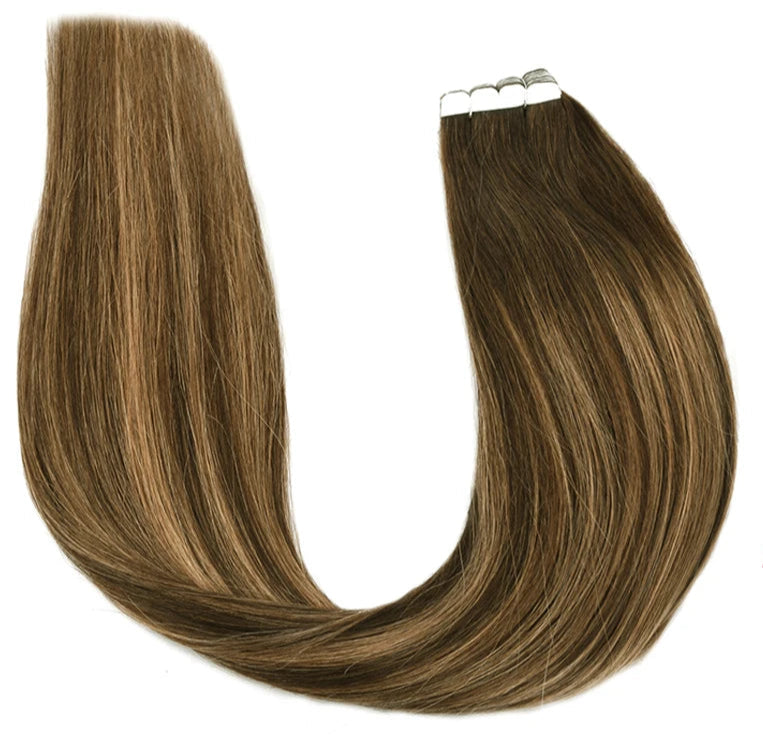 ZURIA Mini Tape-in Hair Extensions – Human Hair, Seamless, Invisible, Hypoallergenic (12-24 Inch)