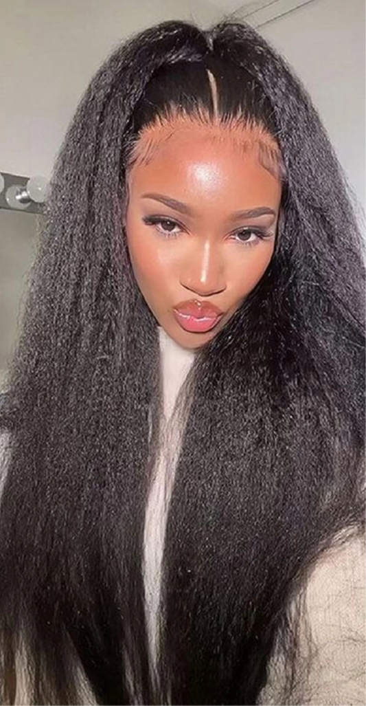 100% Human Hair Kinky Straight Clip-In Extensions – Natural Color, Easy Styling