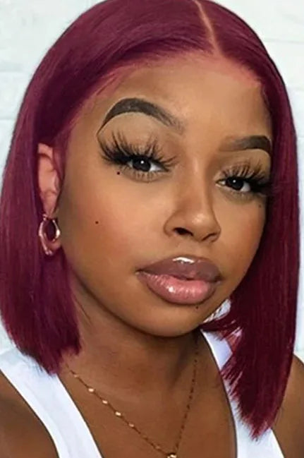 Premium Straight Lace Front Wig – 100% Human Hair, Transparent Swiss Lace, Short Length (4-16 Inch), Customizable Color