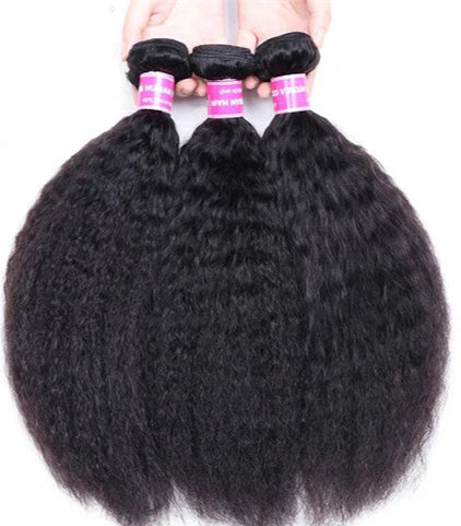 UNice Kinky Straight Hair Bundles – 100% Virgin Human Hair Extensions, Double Weft