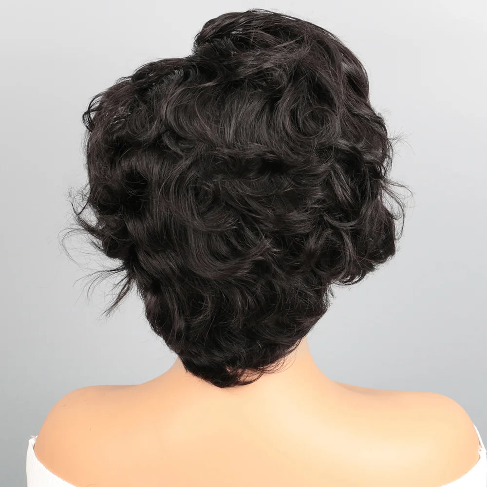 Short Curly Lace Front Wig – 100% Human Hair, Transparent Swiss Lace, Customizable Style