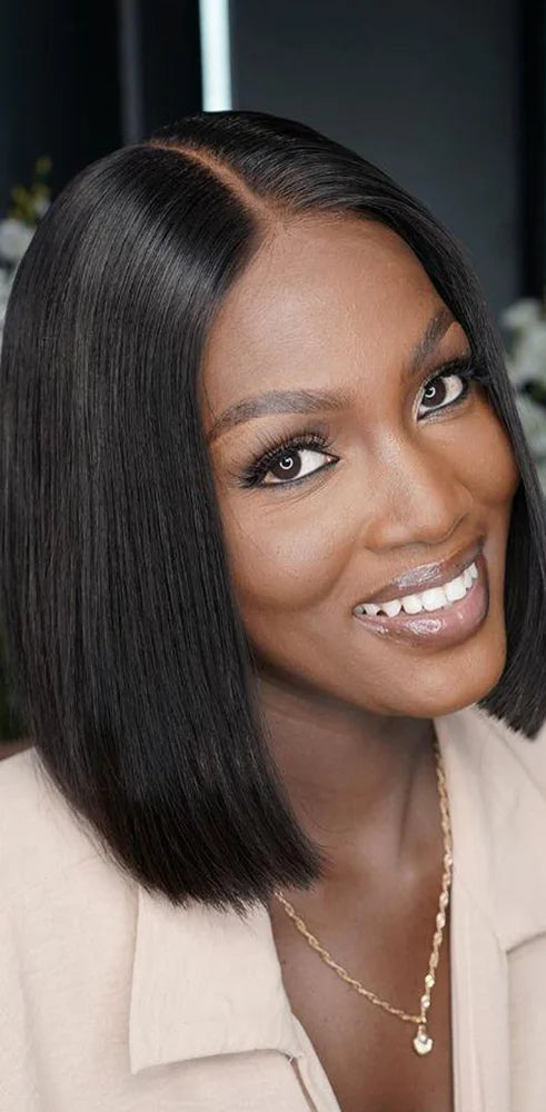 Human Hair 13x4 Lace Wig – Transparent Swiss Lace, Straight Texture, Short Length (4-16 Inch)