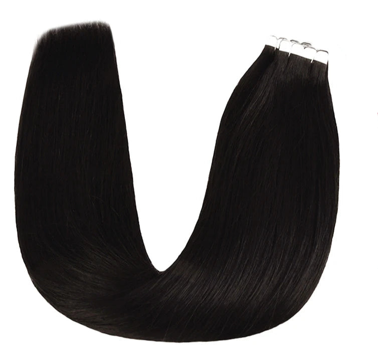 ZURIA Mini Tape-in Hair Extensions – Human Hair, Seamless, Invisible, Hypoallergenic (12-24 Inch)