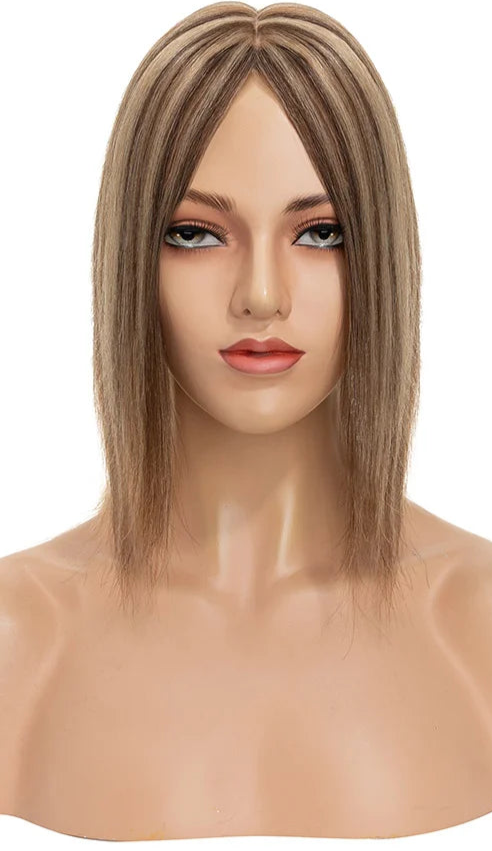 100% Real Human Hair Topper – Straight Silk Base, Natural Hairline, Tangle-Free