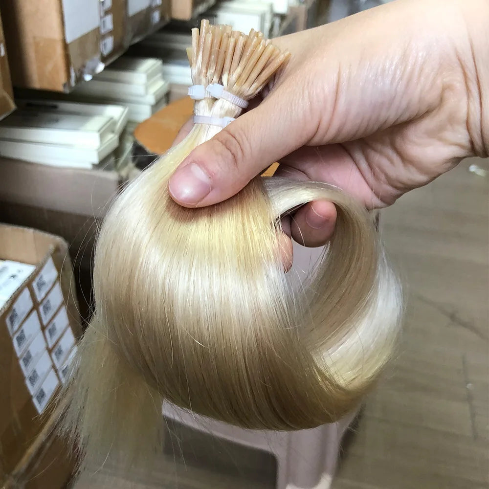 Lightweight Straight I-Tip Hair Extensions – 0.6g/Strand, Sleek & Natural Finish