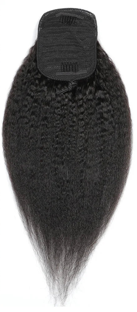 Kinky Straight Clip-In Ponytail Hair Extensions – Pure Color, Perm & Dye Friendly