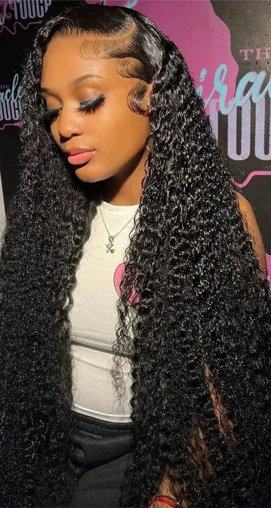 Curly Lace Front Wig – 13x4/13x6, Natural Off Black, Hair, Luxurious Full Volume