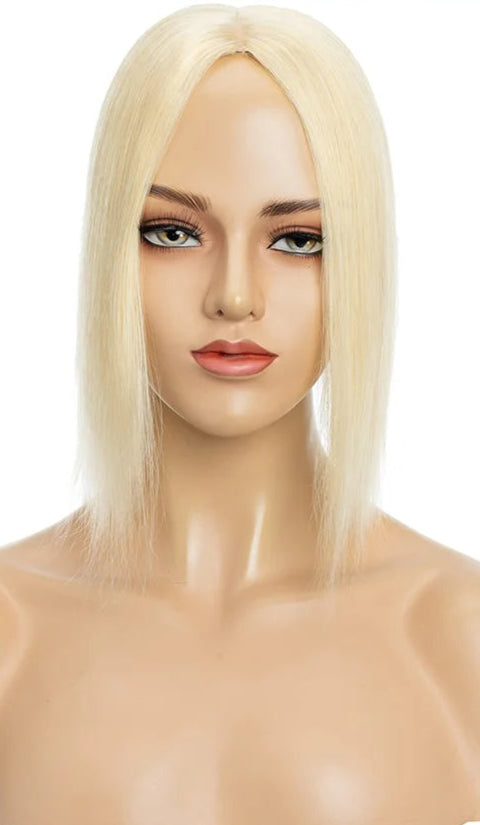 100% Indian Human Hair Topper with Silk Base - Natural Straight, Tangle-Free & Lightweight