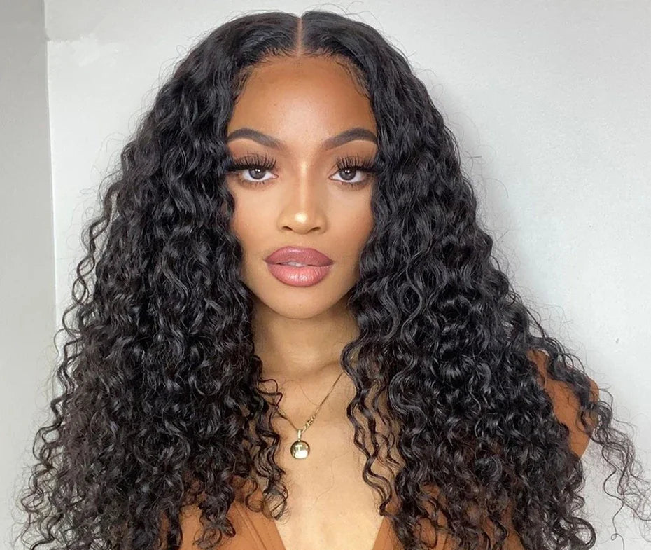 Premium Deep Wave Glueless Wig – 100% Hair, Transparent HD Lace, 16-38 Inch, 200% Density