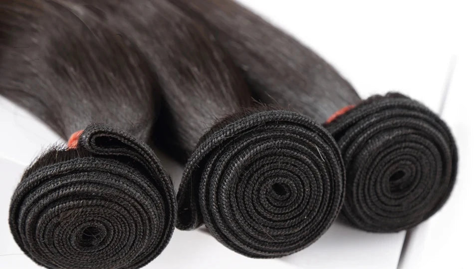 Premium Straight Human Hair Weave - Machine Double Weft, Straightened, Can Be Permed, Autumn-Ready, Suitable for Darker Dyes