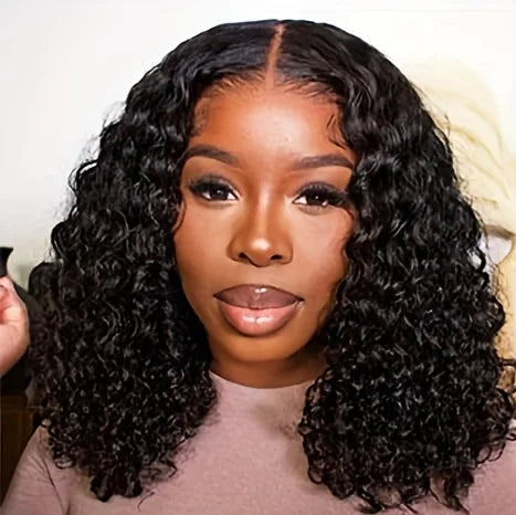 Short Curly Lace Front Wig – 100% Hair, Transparent Swiss Lace, Natural Look, 4-16 Inch