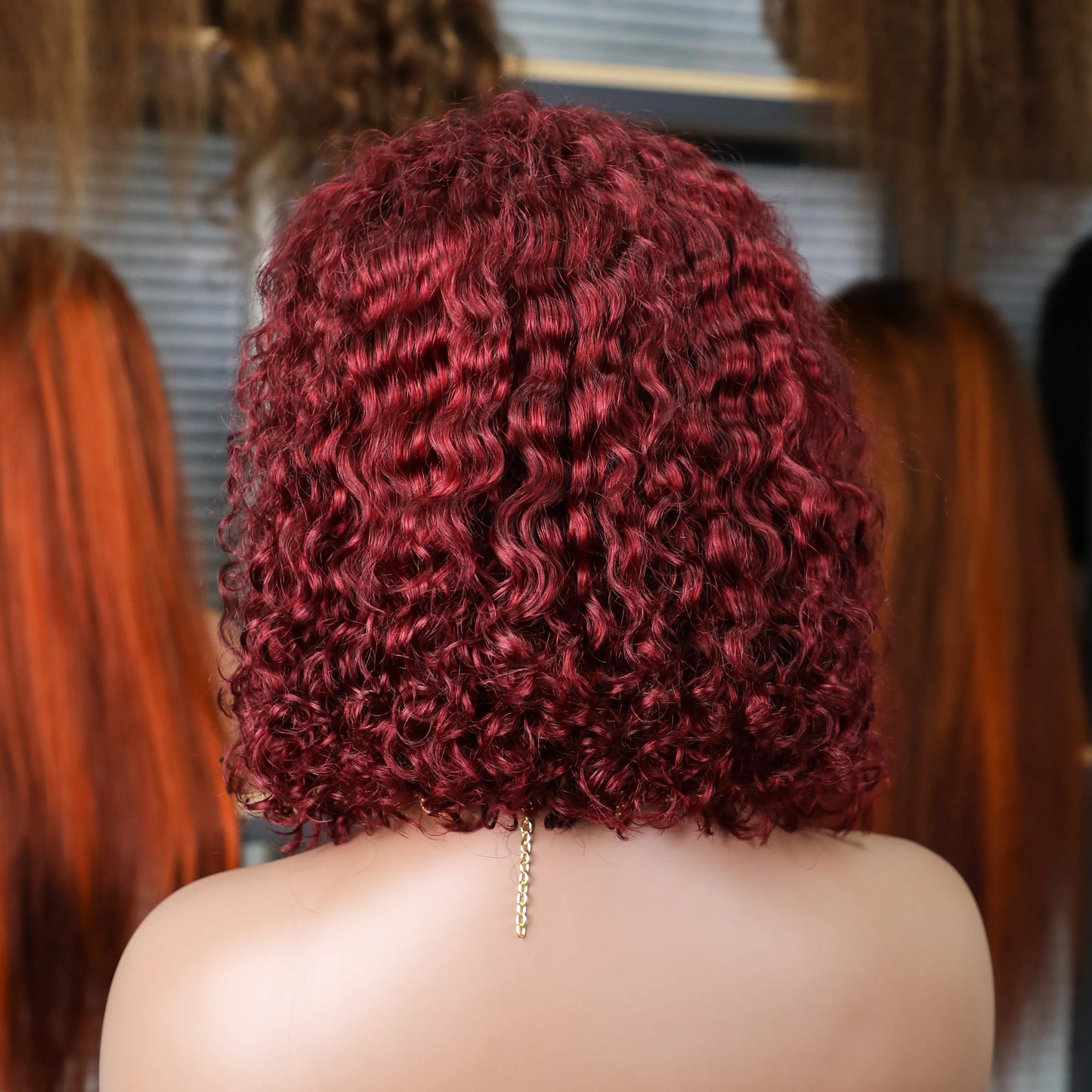 99J Burgundy Water Wave Lace Front Wig – 100% Hair, Pre-Plucked, 13x4 HD Lace, 180%-200% Density