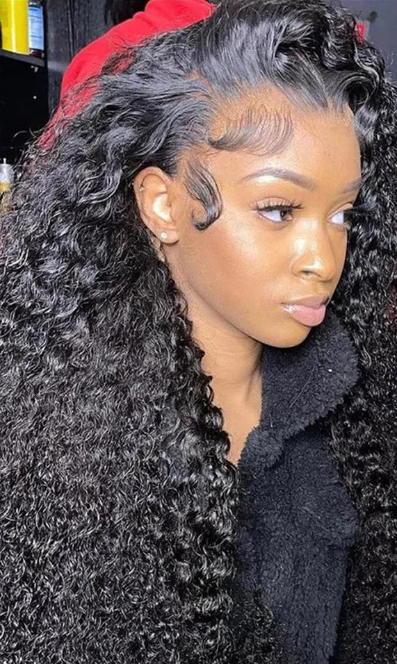 Curly Lace Front Wig - 26+ Inch, Natural Human Hair, Medium Brown Lace, 150%-180% Density, Permable