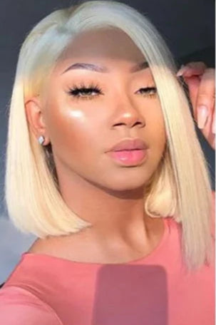 Short Straight Lace Front Wig – 100% Hair with Transparent Swiss Lace