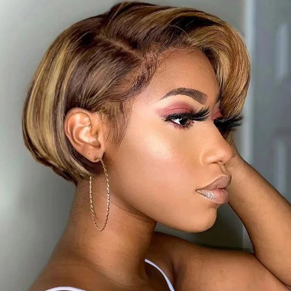 Straight 13x4 Lace Wig – 100% Human Hair, Short Length (4-16 Inches), Transparent Swiss Lace