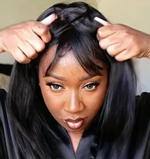 Luxurious Straight Long Lace Wig – 100% Human Hair, 26+ Inches, Pre-Plucked Hairline