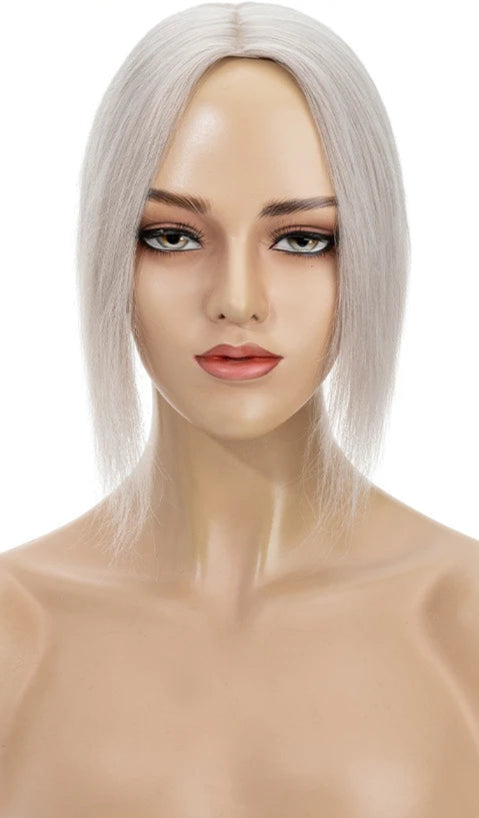 100% Indian Human Hair Topper with Silk Base - Natural Straight, Tangle-Free & Lightweight