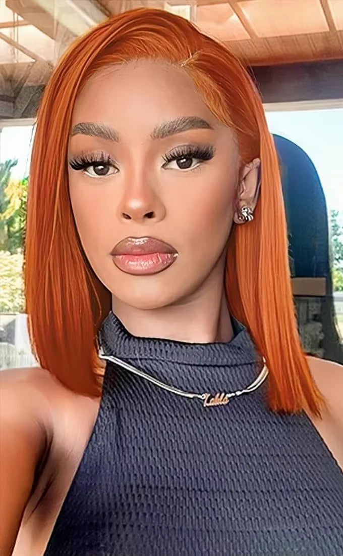 Straight Lace Front Wig – 100% Human Hair, Transparent Lace, Available in 4-16 Inches