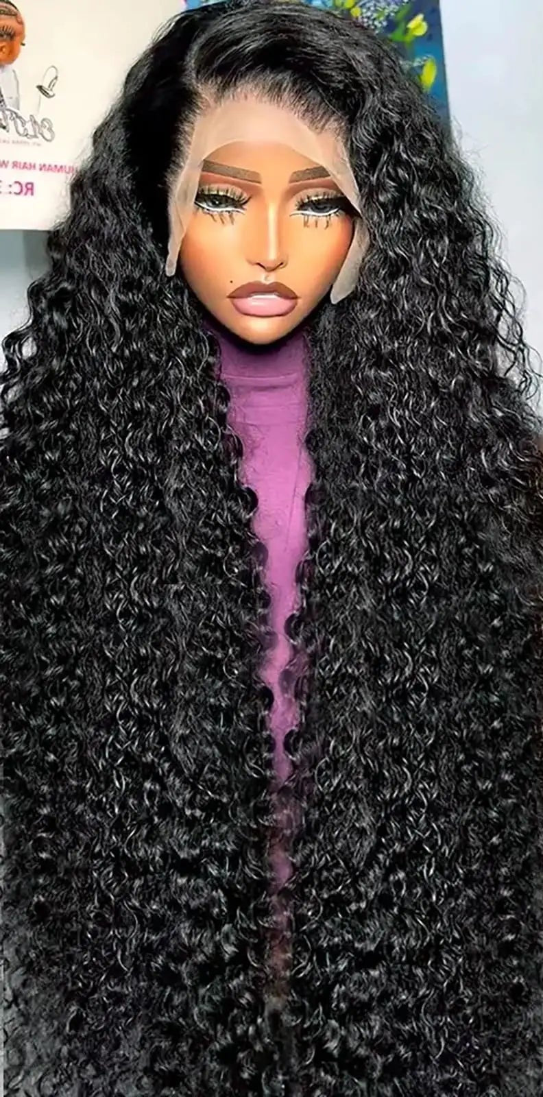 Curly Lace Front Wig – 13x4/13x6, Natural Off Black, Hair, Luxurious Full Volume
