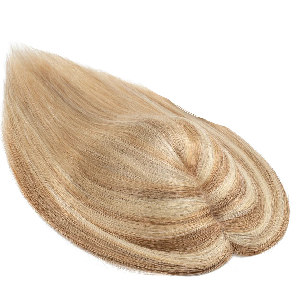 100% Human Hair Topper with Silk Base – Natural Hairline, Tangle-Free, Lightweight & Durable