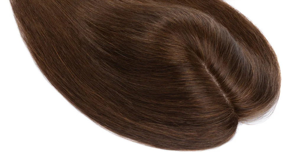 100% Human Hair Topper with Silk Base – Natural Hairline, Tangle-Free, Lightweight & Durable