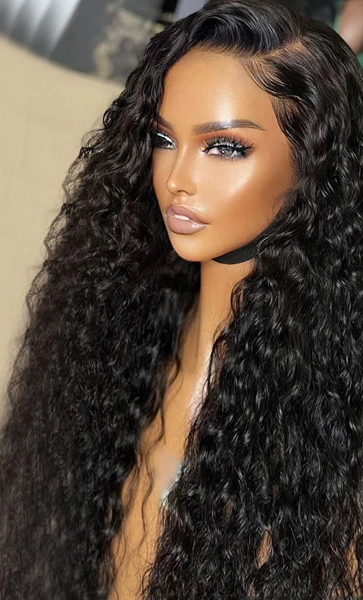 Deep Wave Lace Front Wig – Human Hair, Transparent Lace, 100% Natural