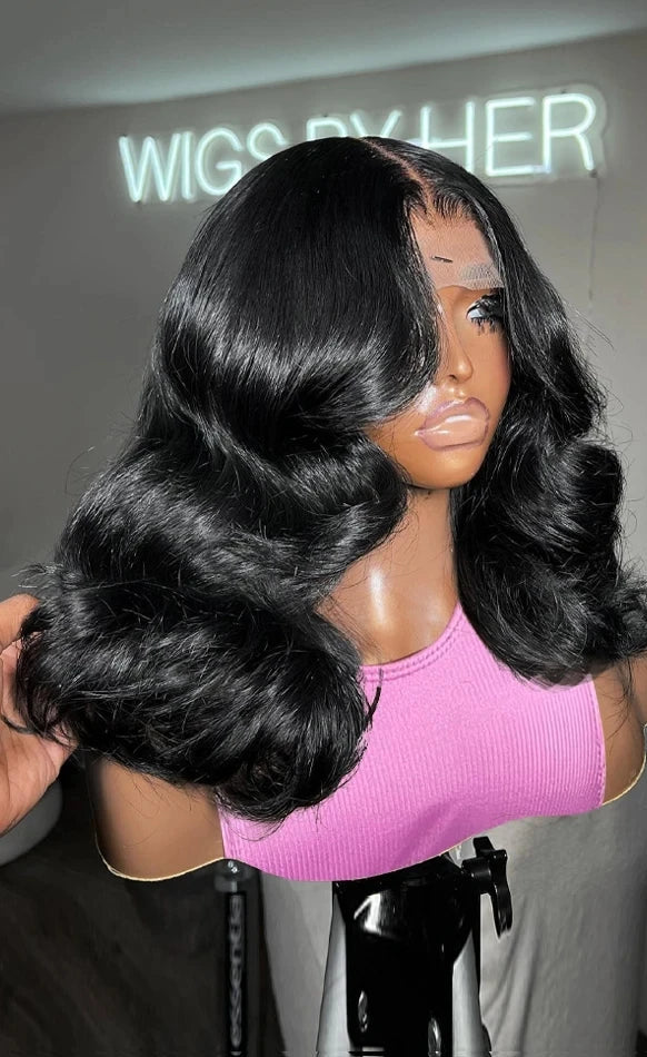 5x5 Silk Top Body Wave Lace Front Wig – Hair, Natural Black