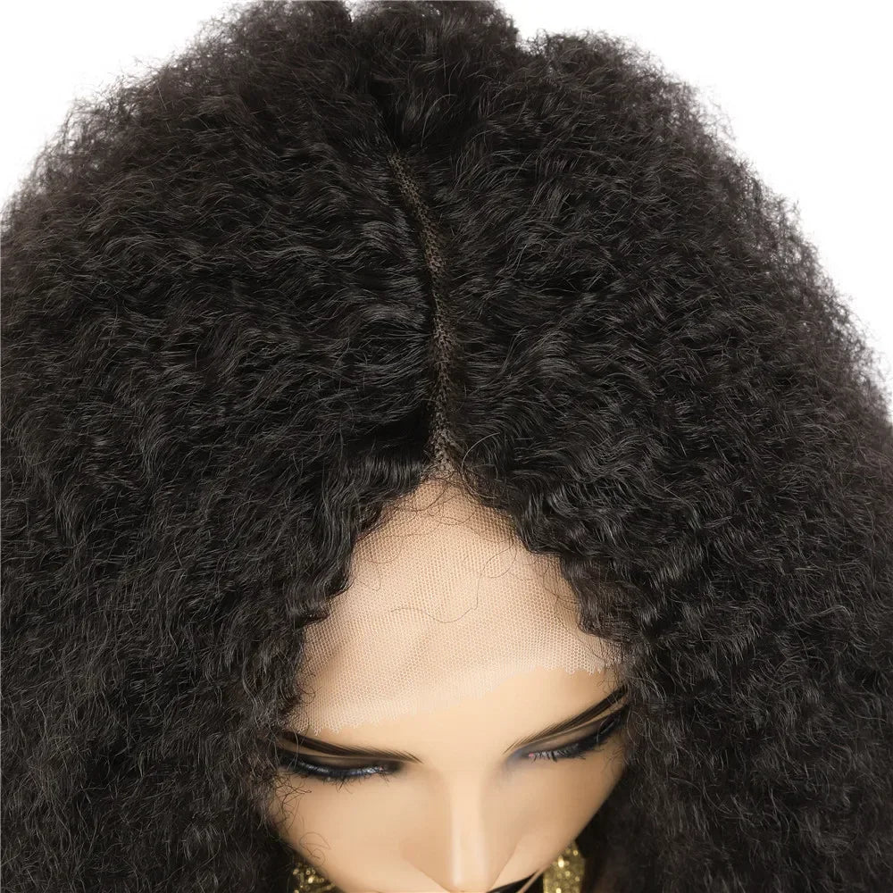20-Inch Curly Lace Front Wig – Natural Brown Medium-Length Wig for Daily Wear
