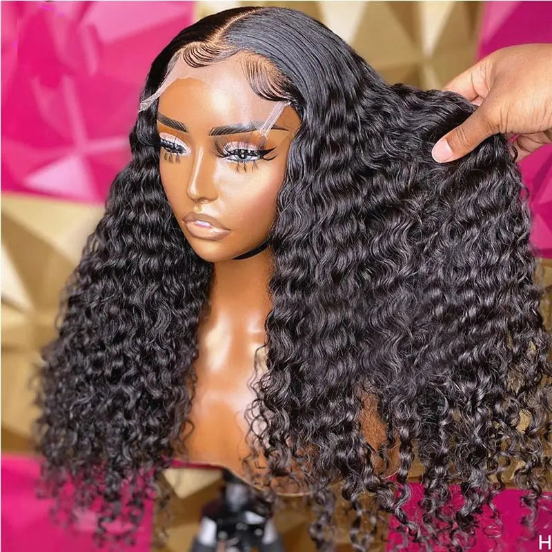 Curly Lace Front Wig – 5x5 Swiss Lace, Pre-Plucked, Natural Off Black, 180%-200% Density