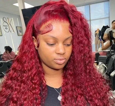 Long Deep Wave Hair Lace Front Wig – 26+ Inches, Transparent Lace, Lace Part Style