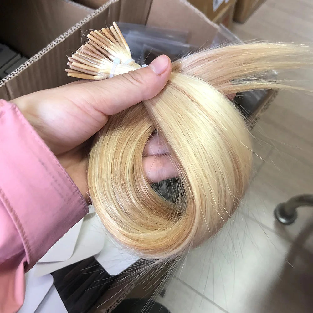 Lightweight Straight I-Tip Hair Extensions – 0.6g/Strand, Sleek & Natural Finish