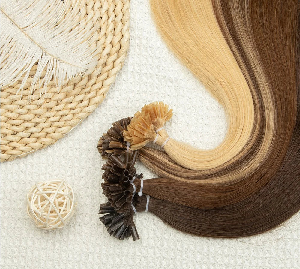 iSheeny U-Tip Human Hair Extensions - Natural Straight Fusion Hair, 12-20 Inches, 50pcs Pack