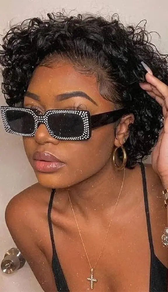 Pixie Curly Lace Frontal Wig – 100% Human Hair, Natural Look, No Chemicals