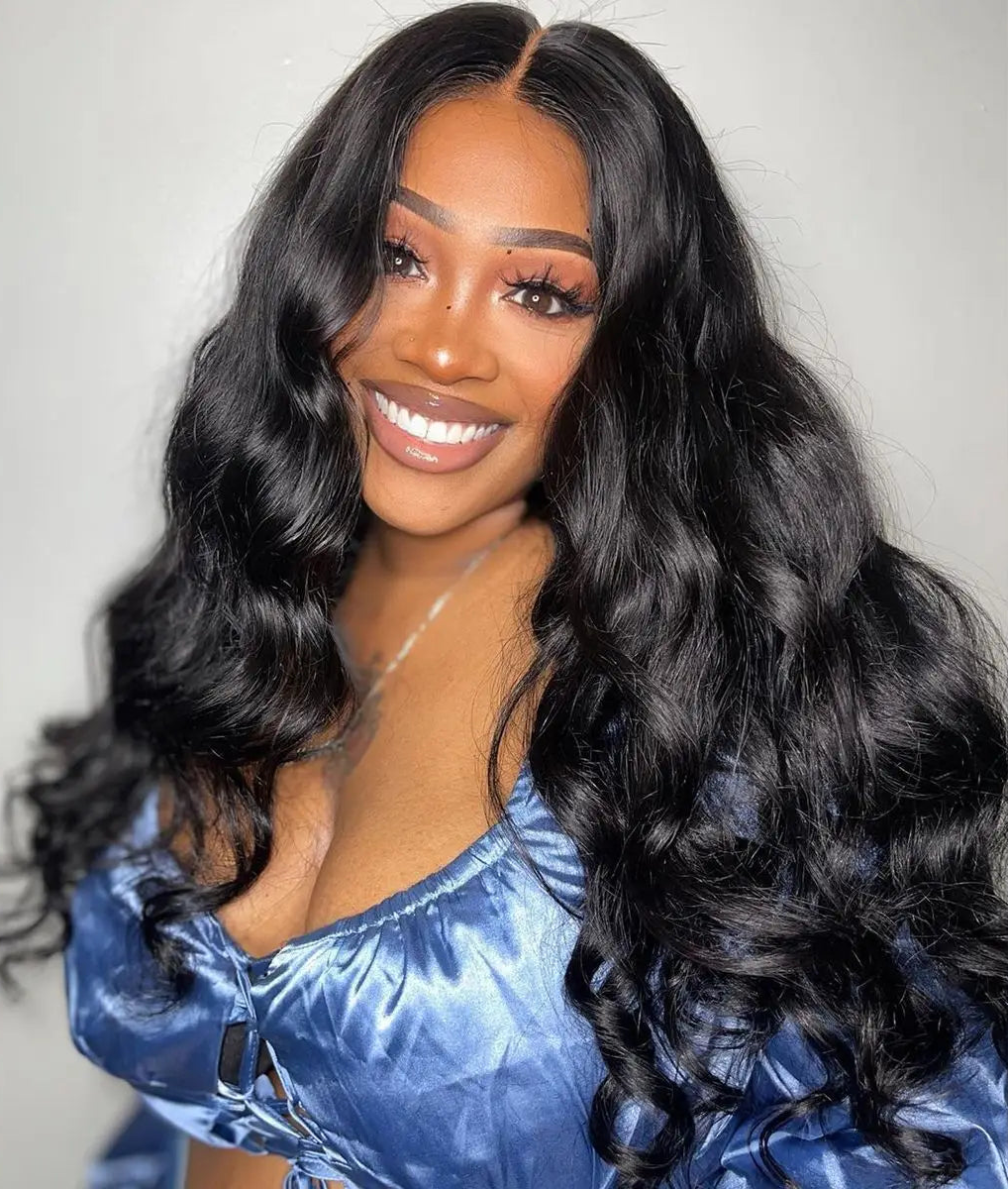 Long Body Wave HD Lace Front Wig – 26"+, Transparent Lace, 100% Human Hair, Permable, #27 Color Option
