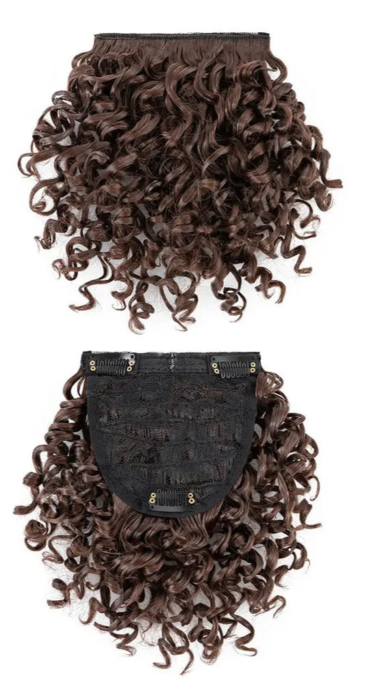 Natural-Looking Afro Clip-In Blunt Bangs – High-Temperature Synthetic Fiber, 6-8 Inch