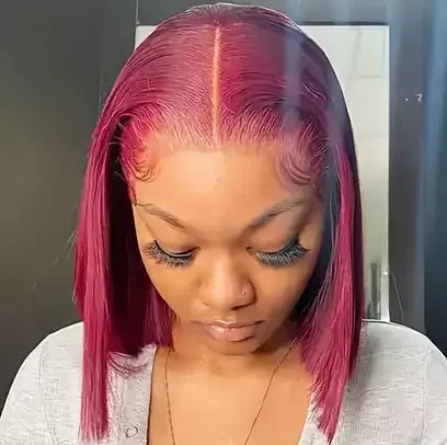 Short Straight Lace Wig – 100% Hair, Transparent Lace, Pre-Plucked, Glueless Design (4-16 Inches)