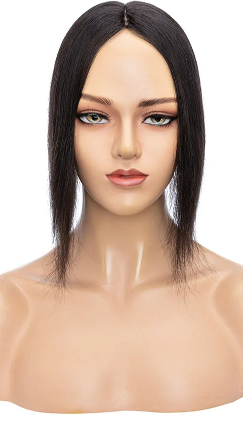 100% Real Human Hair Topper – Straight Silk Base, Natural Hairline, Tangle-Free