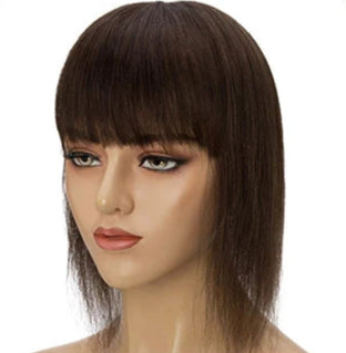 100% Human Hair Topper with Bangs – Straight Style, Natural Hairline, Tangle-Free
