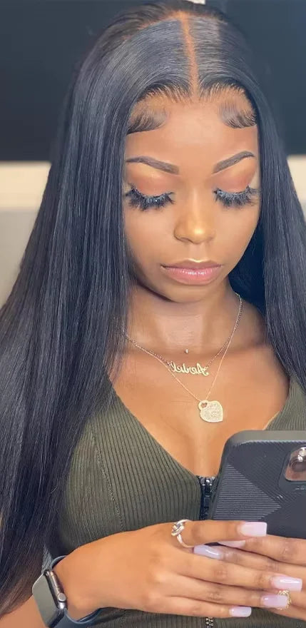 26+ Inch Transparent Lace Front & Closure Wig – Straight Human Hair, Dyeable in All Colors"