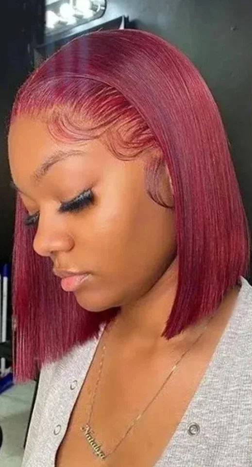 13x4 HD Lace Front Bob Wig – Vietnamese Human Hair, Straight, Pre-Plucked, No Shedding, 8-14 inches